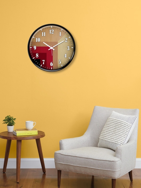 

999Store Beige & Red Printed Contemporary Wall Clock