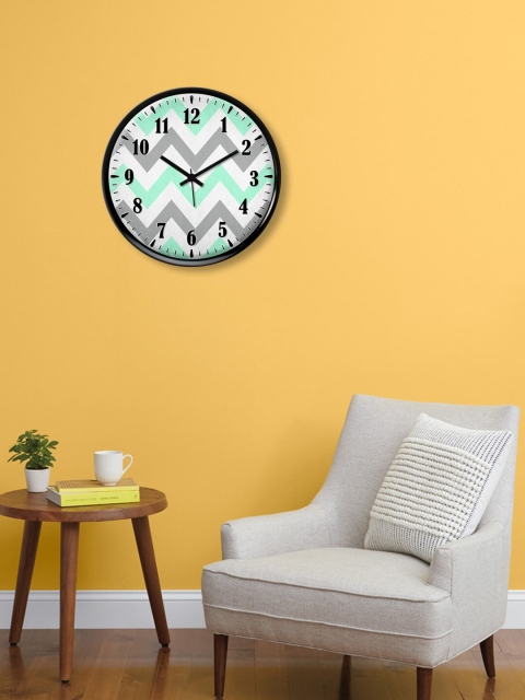 

999Store Grey & Green Printed Contemporary 30 cm Analogue Wall Clock