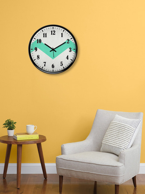 

999Store Grey & Sea Green Zigzag Round Contemporary Wall Clock