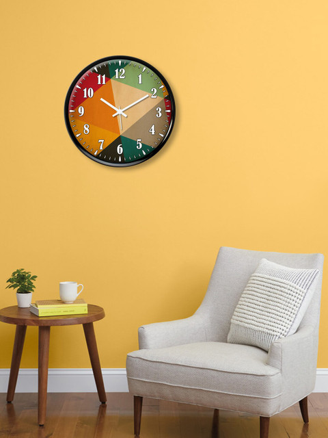 

999Store Orange & Green Printed Contemporary Wall Clock