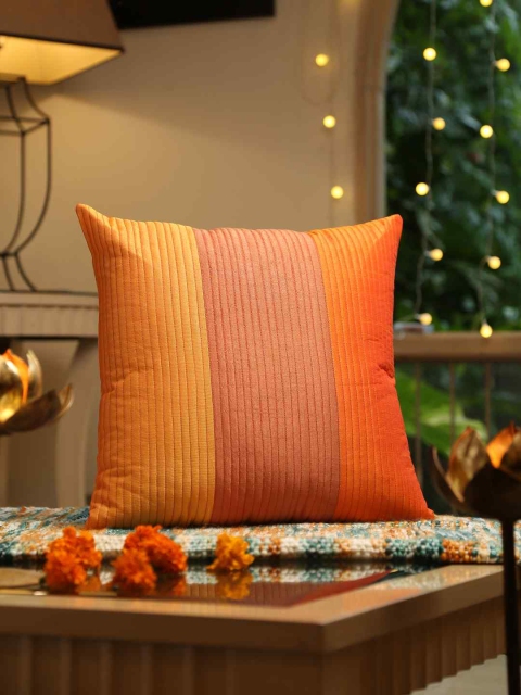 

Amoliconcepts Orange & Rust Striped Square Cushion Covers