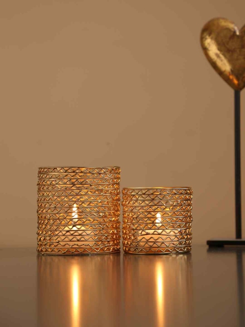 

Amoliconcepts Set Of 2 Gold-Toned Wire Folded Candle Holder