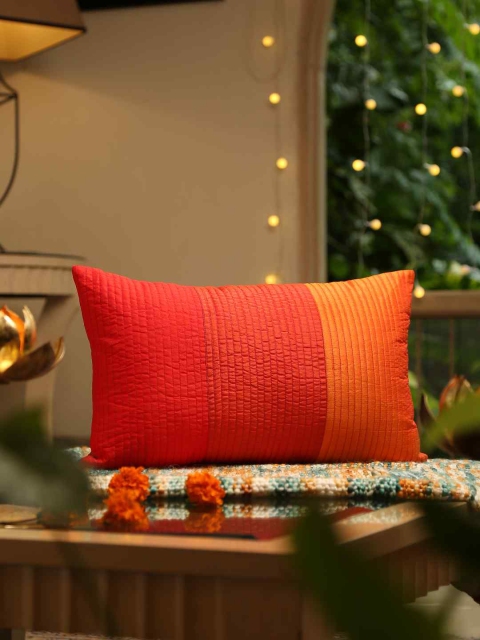 

Amoliconcepts Rust & Orange Colourblocked Rectangle Cushion Covers