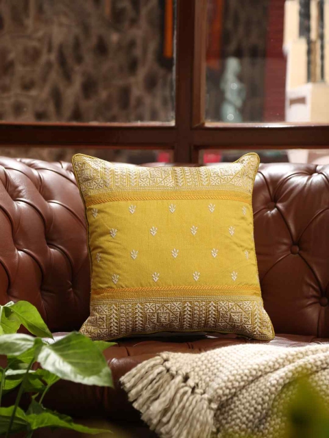 

Amoliconcepts Yellow & White Square Cushion Covers