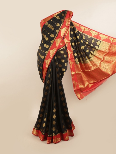 

Pothys Black & Gold Ethnic Motifs Printed Saree