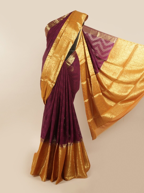 

Pothys Purple & Gold-Toned Pure Georgette Saree