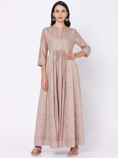 

Ojas Designs Tan Floral Maxi Dress