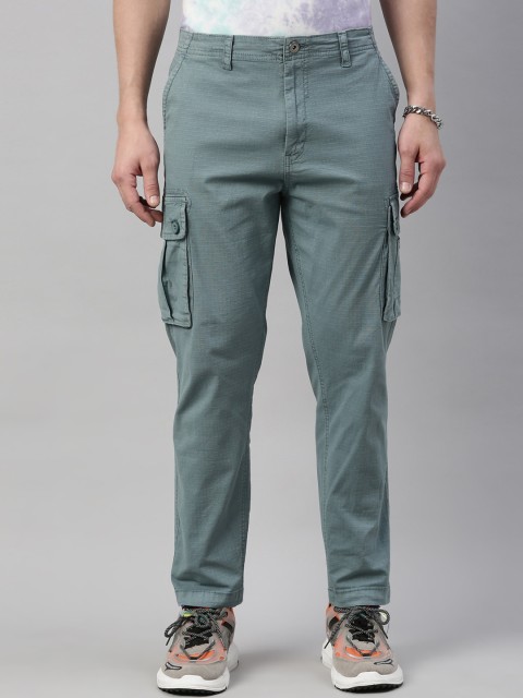 

Breakbounce Men Sea Green Slim Fit Comfort Cargos