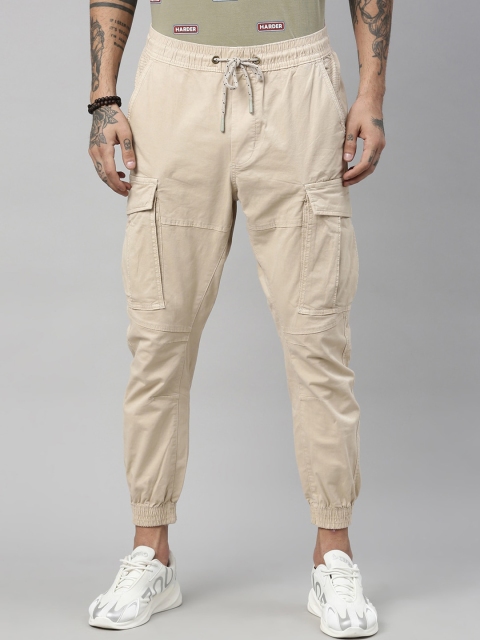 

Breakbounce Men Cream-Coloured Comfort Joggers Trousers