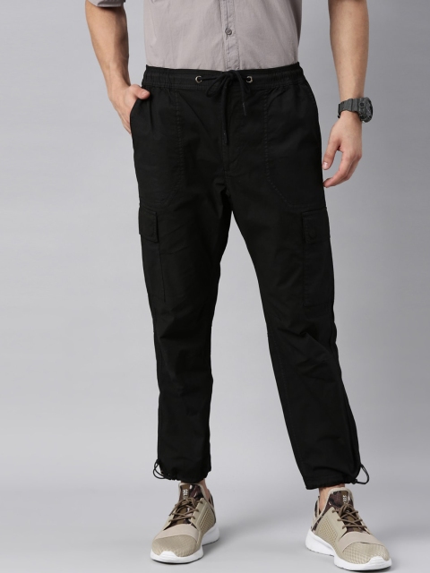 

Breakbounce Men Black Comfort Cargos Trousers