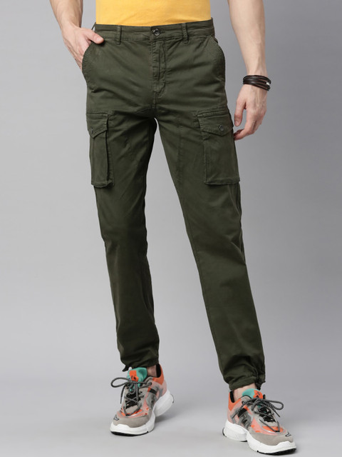 

Breakbounce Men Green Urban Slim Fit Cargos Trousers
