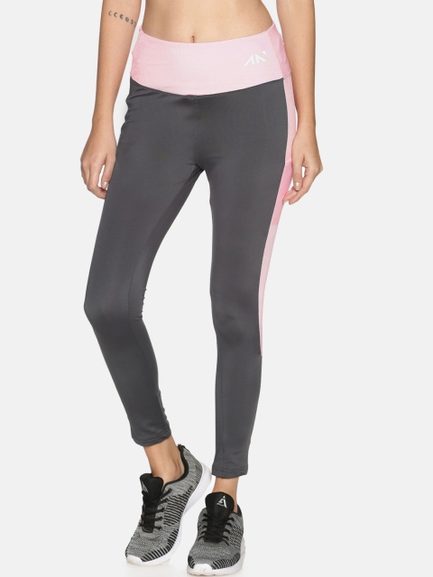 

AESTHETIC NATION Women Grey & Pink Colourblocked Tights