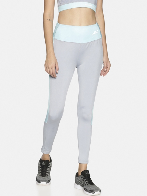 

AESTHETIC NATION Women Grey & Blue Colourblocked Tights