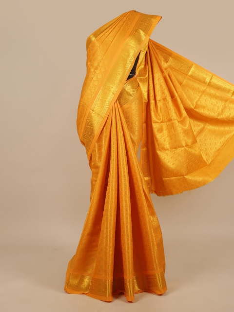 

Pothys Yellow & Gold-Toned Woven Design Art Silk Saree