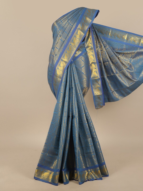

Pothys Blue & Gold-Coloured Ethnic Motifs Zari Art Silk Saree