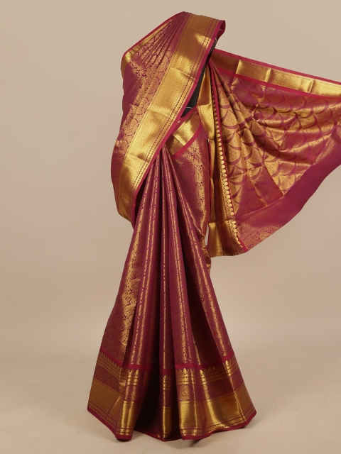 

Pothys Maroon & Gold-Toned Woven Design Zari Art Silk Saree