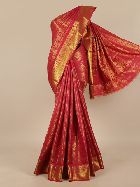 

Pothys Pink & Gold Ethnic Motifs Zari Art Silk Saree