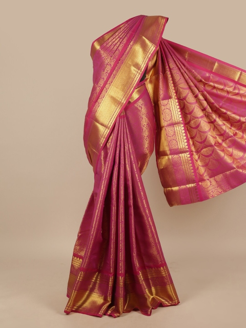 

Pothys Magenta & Gold-Toned Woven Design Art Silk Saree