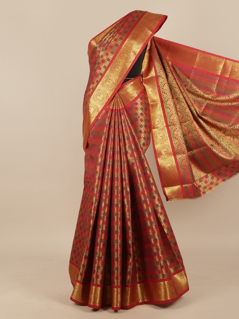 

Pothys Red & Gold-Toned Ethnic Motifs Art Silk Saree