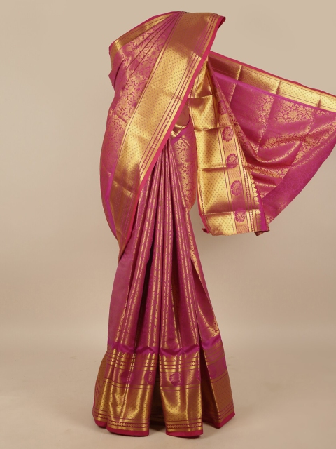 

Pothys Magenta & Gold-Toned Woven Design Zari Art Silk Saree