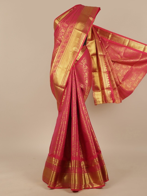 

Pothys Pink & Gold-Toned Woven Design Zari Art Silk Saree