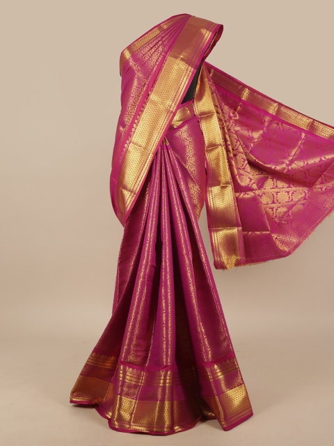 

Pothys Magenta & Gold Ethnic Motifs Woven Design Art Silk Saree