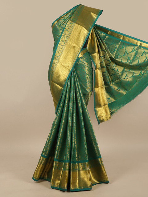 

Pothys Green & Gold-Toned Woven Design Zari Art Silk Saree