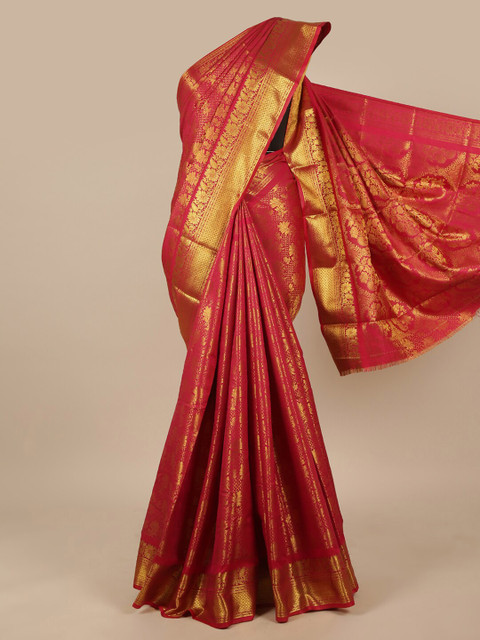 

Pothys Pink & Gold Ethnic Motifs Zari Art Silk Saree