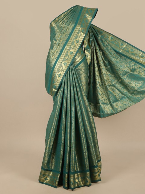 

Pothys Green & Gold-Toned Ethnic Motifs Zari Art Silk Saree