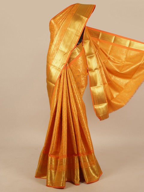 

Pothys Orange & Gold-Toned Ethnic Motifs Zari Art Silk Saree