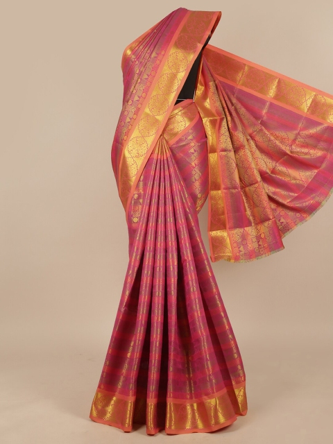 

Pothys Pink & Gold-Toned Ethnic Motifs Zari Art Silk Saree