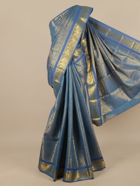 

Pothys Blue & Gold-Toned Woven Design Zari Art Silk Saree