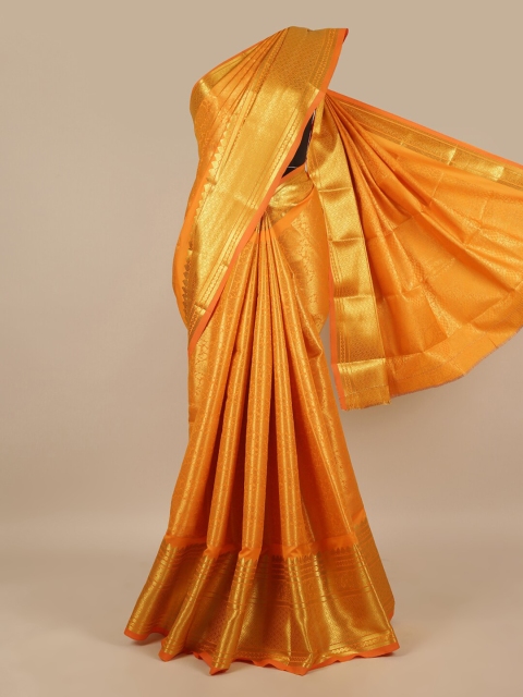 

Pothys Orange & Gold-Toned Ethnic Motifs Zari Art Silk Saree