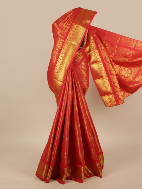 

Pothys Red & Gold-Toned Ethnic Motifs Zari Art Silk Saree