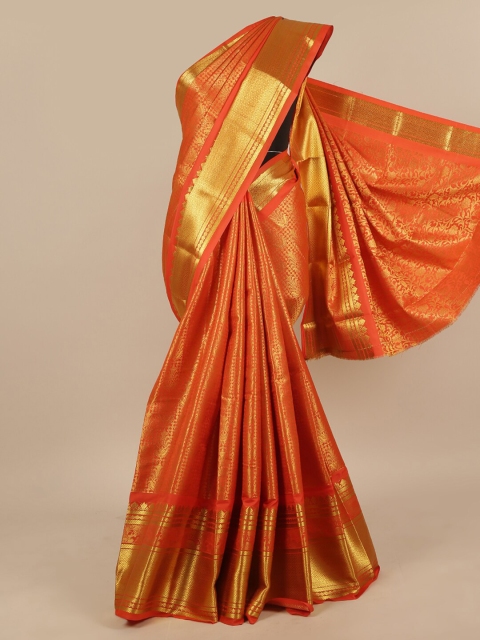 

Pothys Orange & Gold-Toned Woven Design Zari Art Silk Saree