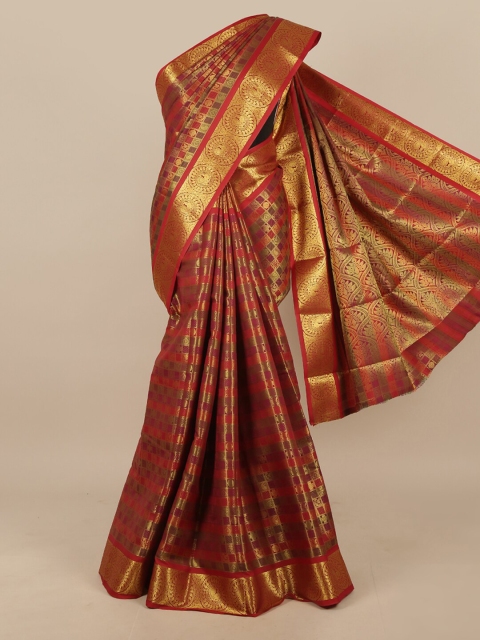

Pothys Maroon & Purple Ethnic Motifs Zari Art Silk Saree