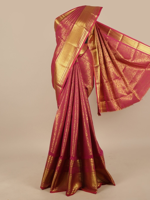 

Pothys Magenta & Gold-Toned Woven Design Art Silk Saree