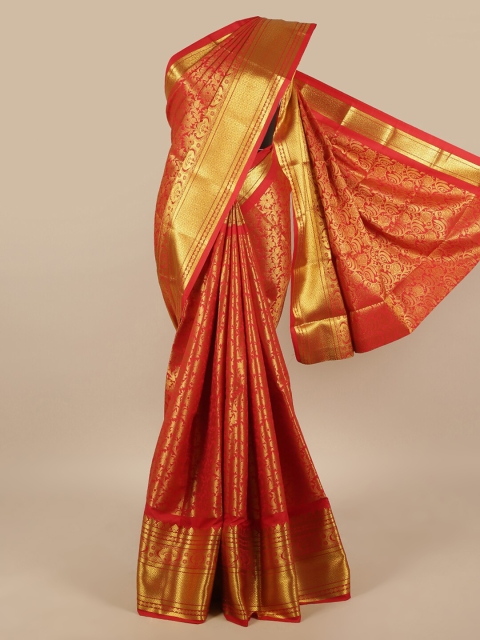

Pothys Red & Gold-Toned Woven Design Art Silk Saree