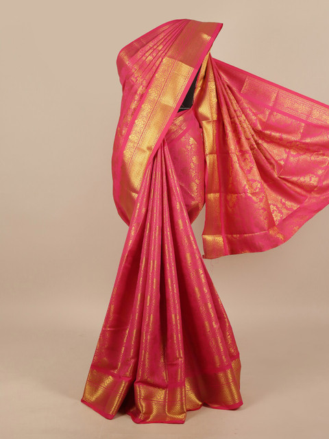 

Pothys Pink & Gold-Toned Woven Design Zari Art Silk Saree