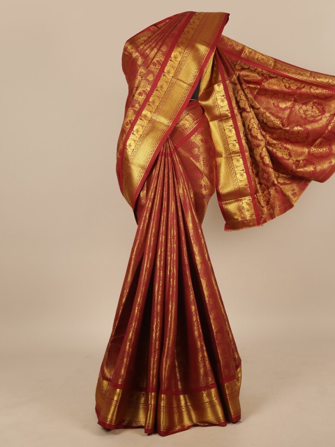 

Pothys Maroon & Gold-Toned Woven Design Zari Art Silk Saree