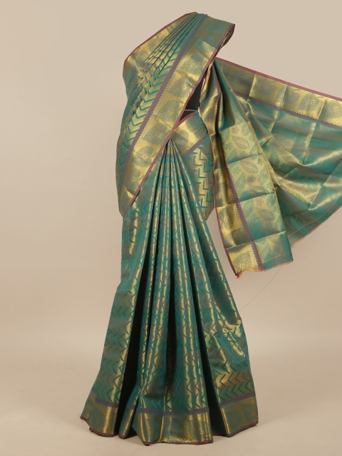 

Pothys Green & Gold-Toned Woven Design Art Silk Saree