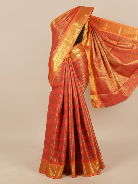 

Pothys Rust & Gold-Toned Woven Design Zari Art Silk Saree