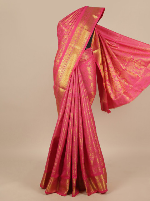 

Pothys Pink & Gold-Toned Woven Design Zari Art Silk Saree