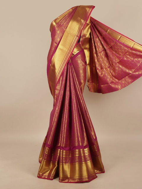 

Pothys Magenta & Gold Ethnic Motifs Woven Design Art Silk Saree