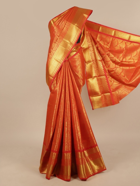 

Pothys Orange & Gold-Toned Woven Design Zari Art Silk Saree