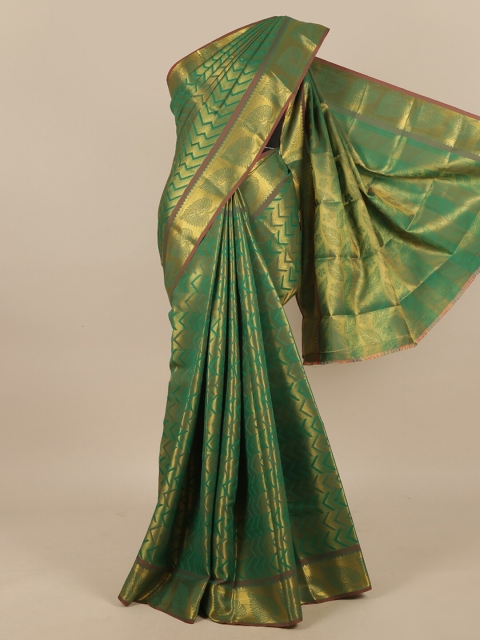 

Pothys Green & Gold-Toned Woven Design Art Silk Saree