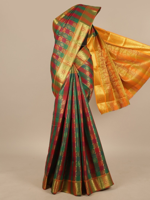 

Pothys Magenta & Green Ethnic Motifs Zari Art Silk Saree