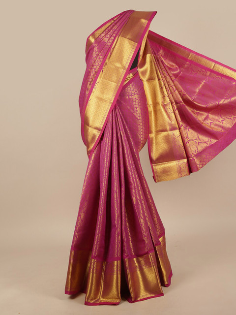 

Pothys Magenta & Gold-Toned Woven Design Zari Art Silk Saree