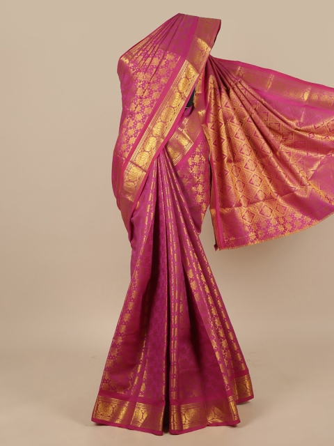 

Pothys Magenta & Gold-Toned Woven Design Zari Art Silk Saree