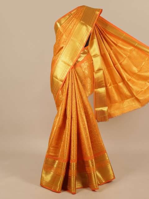 

Pothys Orange & Gold-Toned Woven Design Zari Art Silk Saree